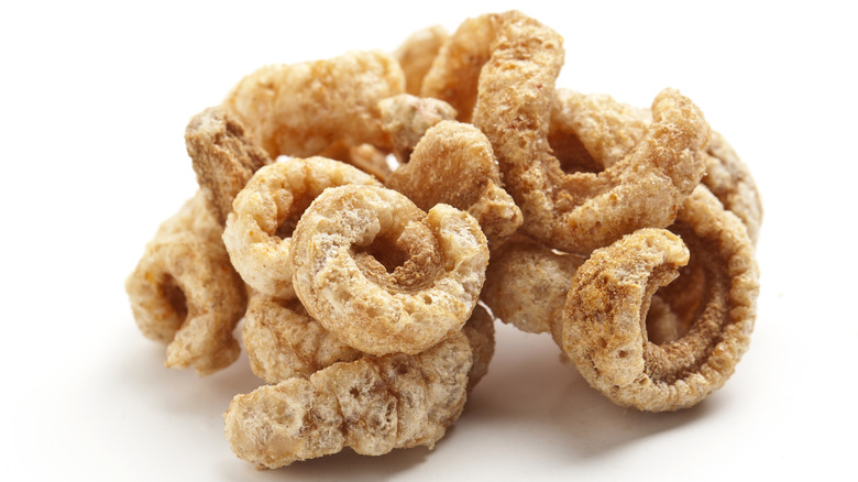 pork rinds on white background