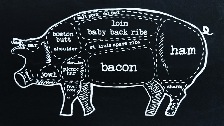 Diagram of the cuts of pork
