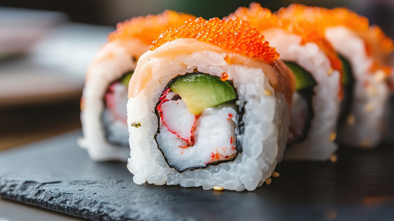 a plate of california rolls