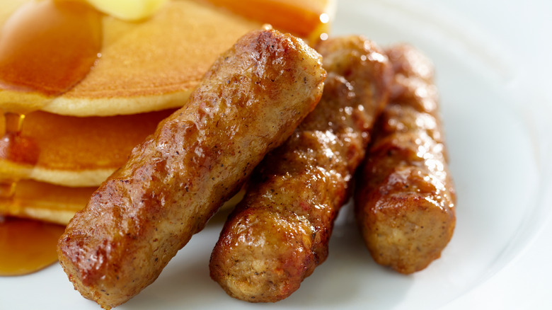 breakfast pork sausages with pancake