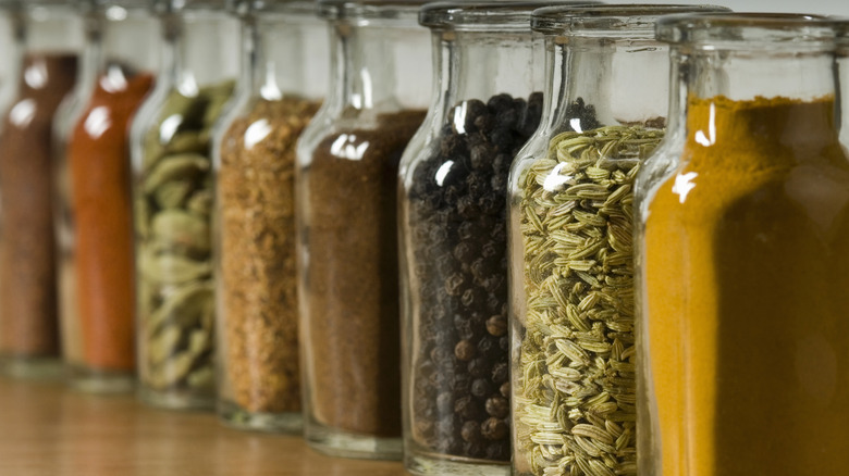 spices in glass jars