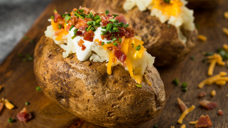 baked potato with toppings