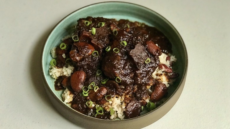 Jamaican oxtail stew on plate