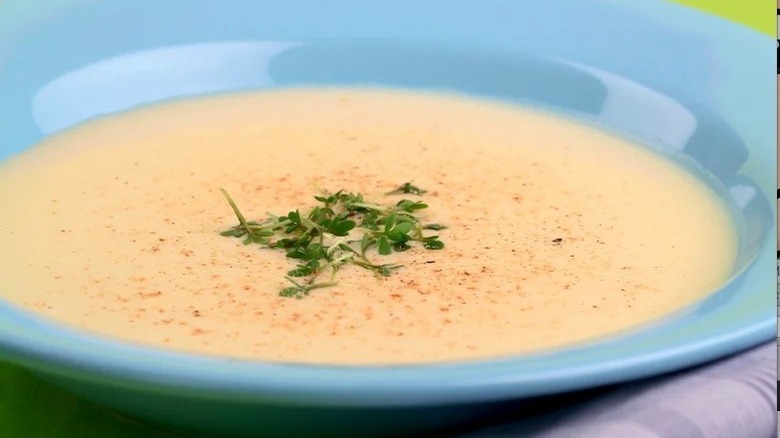 garlic soup in bowl