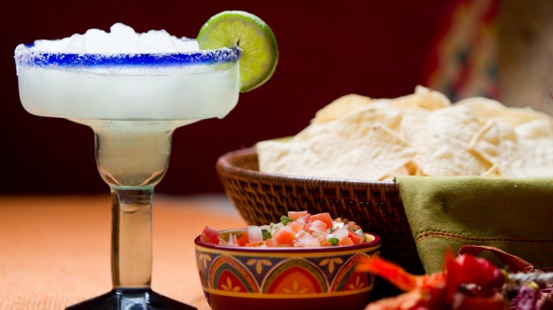 Frozen margarita and tortilla chips 