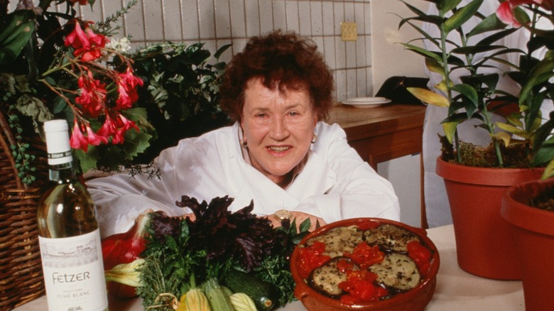 Julia Child in her kitchen