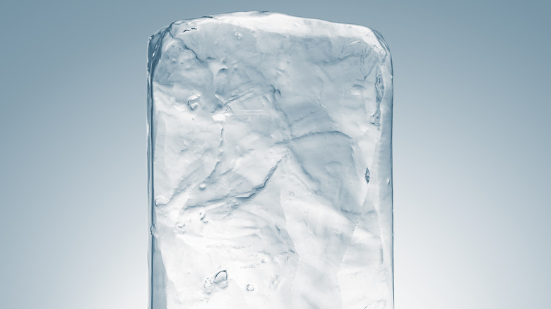 A clear ice block 