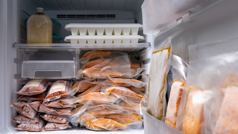 Frozen packs in freezer