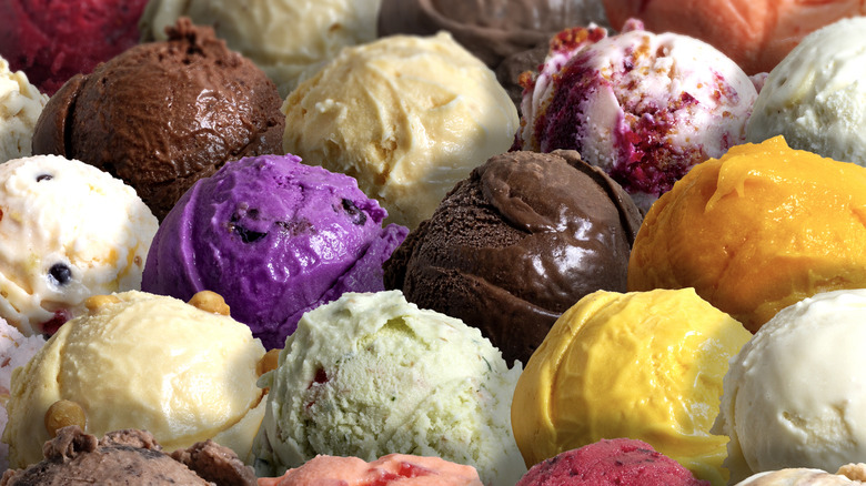 assorted scoops of ice cream