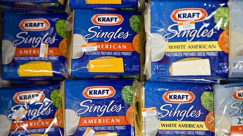 packages of Kraft American cheese singles