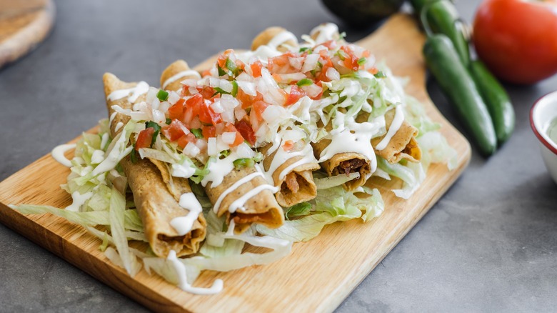 Crispy chicken flautas 