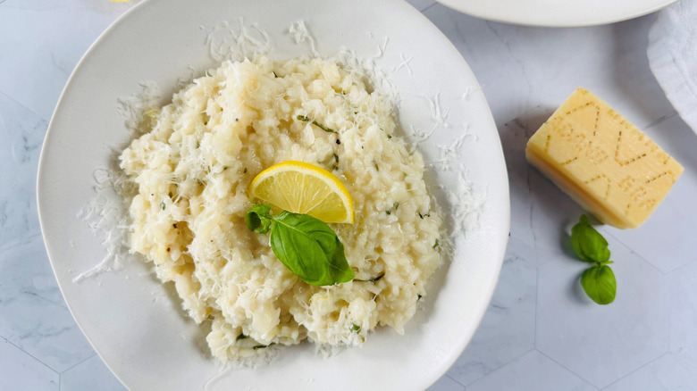 lemon basil risotto in bowl