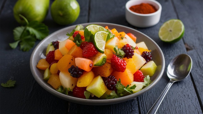 Fruit salad with chili powder