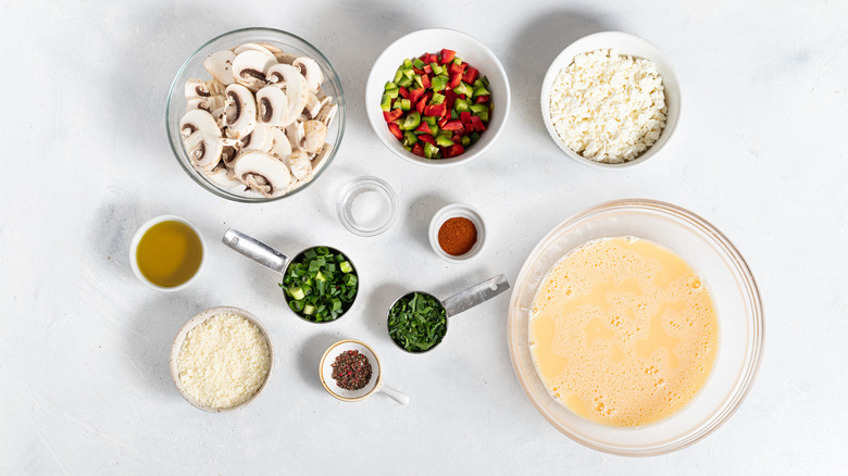 Ingredients for make-ahead mushroom egg bites recipe