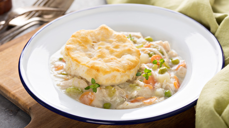 Chicken stew with biscuit topping