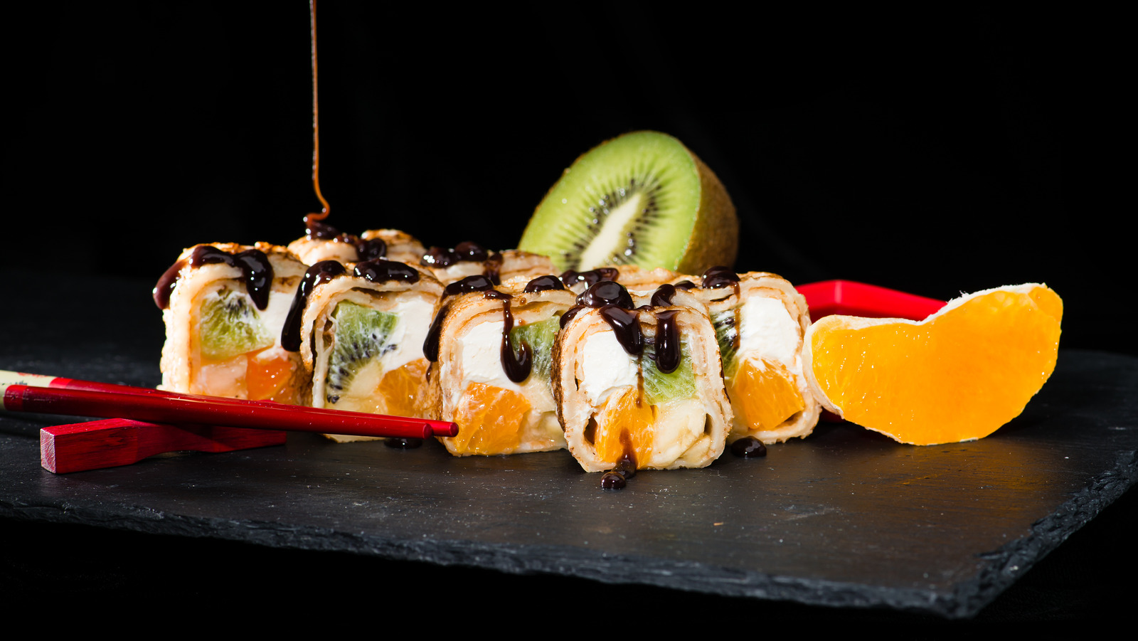 Make Dessert Sushi With Crepes And Fresh Fruit