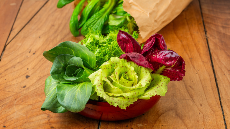 Unique greens like Castelfranco, radicchio, frisee