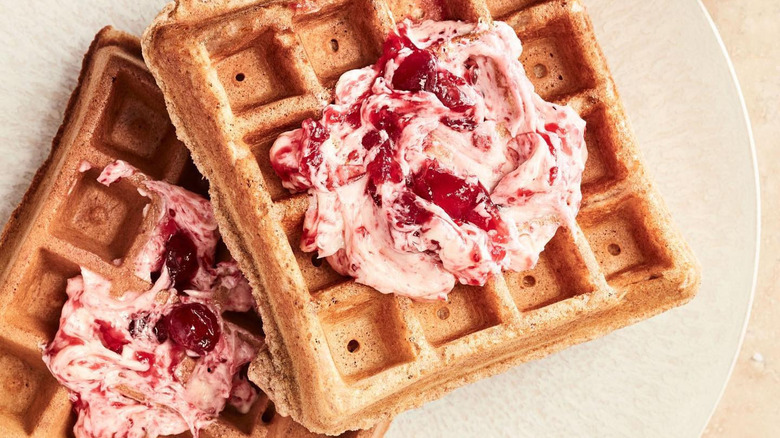 Martha Stewart waffles with cranberry butter