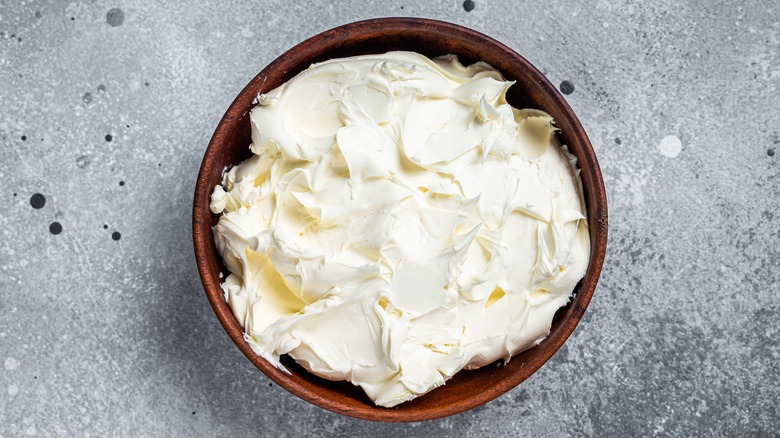 bowl of mascarpone cheese