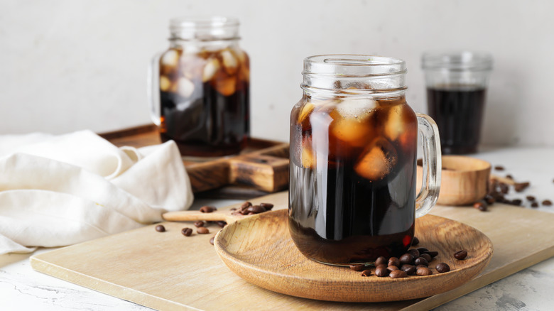 Iced coffee in mason jars