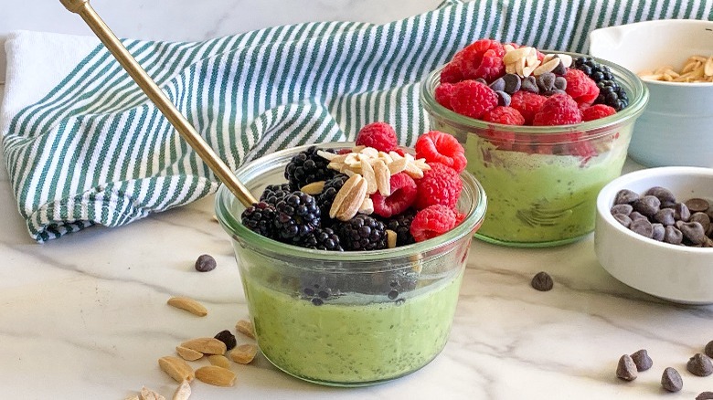 matcha overnight oats in jars