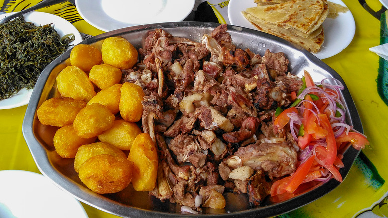 Grilled meat with kachumbari