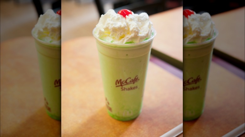 McDonald's Shamrock shake with whipped cream