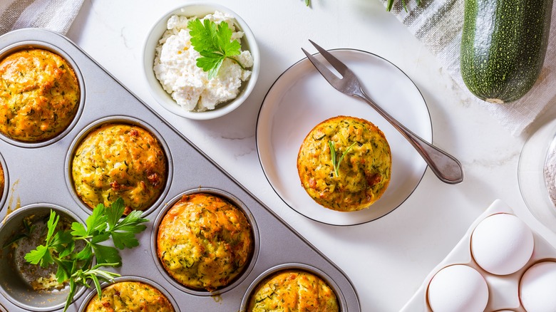 Zucchini and feta cheese egg muffins