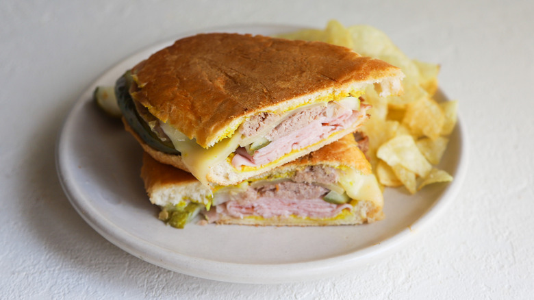 Up-close Cuban sandwich