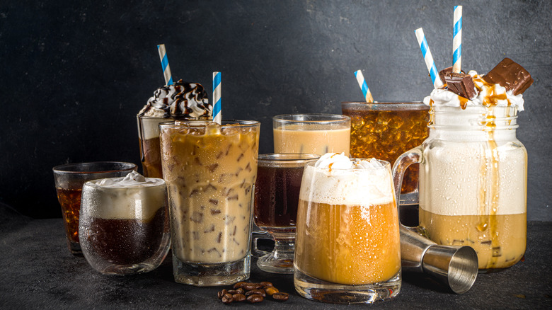 collection of iced drinks and milkshake variations