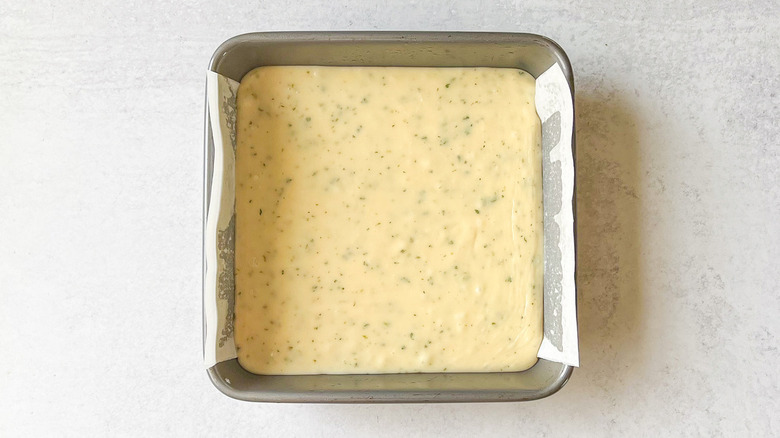 white fudge in square pan