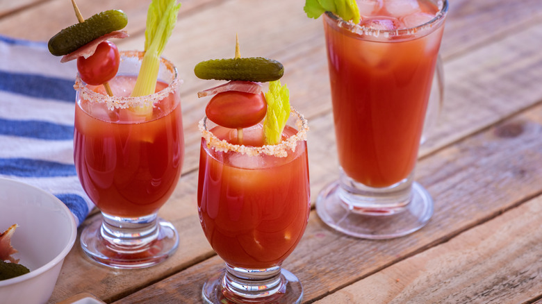 Bloody marys on picnic table
