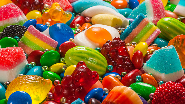 Assorted candy pieces