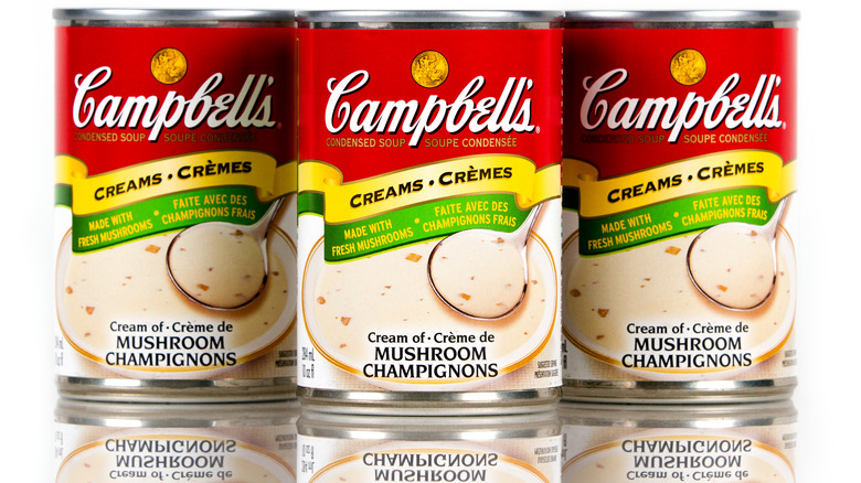 tins of campbells mushroom soup