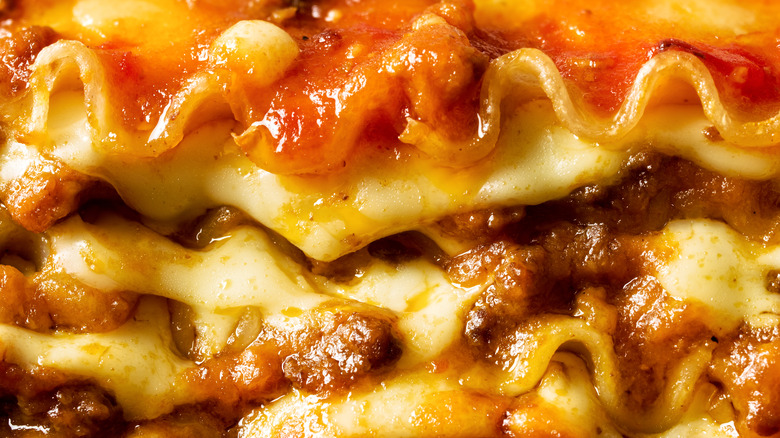 Closeup lasagna layers