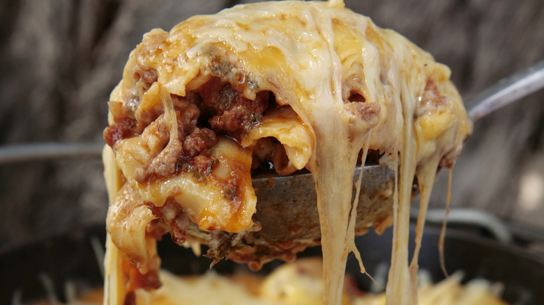 Stringy cheese lasagna