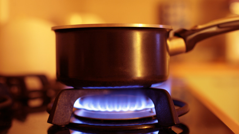 steaming saucepan on stovetop