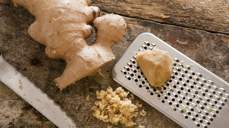 grater and fresh ginger