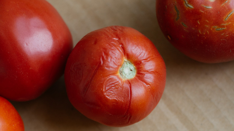 Close up of overripe tomato