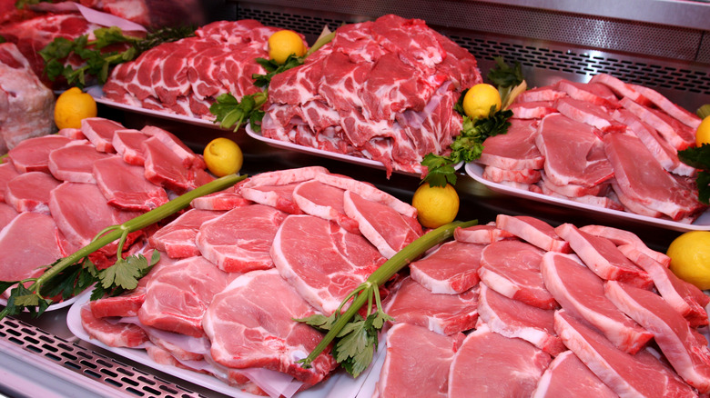 meat aisle in market