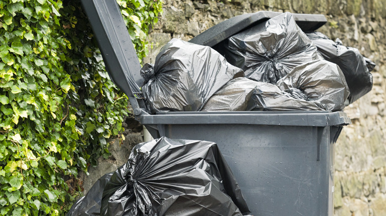 bag of garbage on curb to be collected