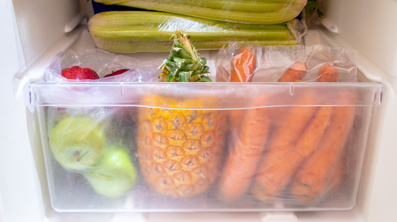 fruit and veggies in crisper