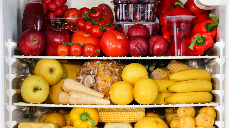 overcrowded fridge shelves