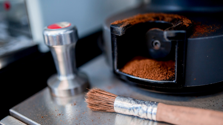 Coffee grinder and brush