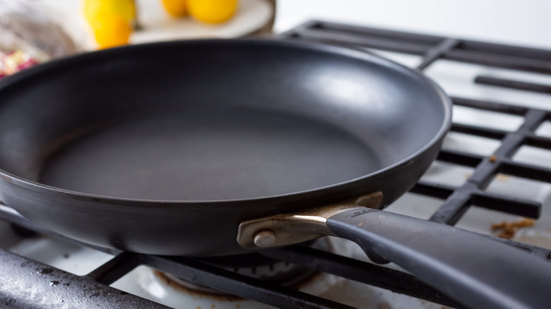 Non-stick pan on stovetop