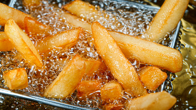 cooking fries in deep fryer