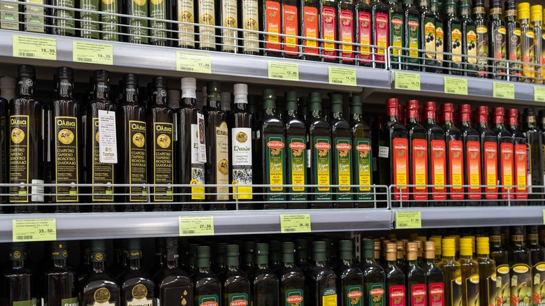 olive oil aisle in market