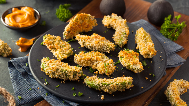 Homemade Breaded Fried Avocado Fries with Chipotle Sauce