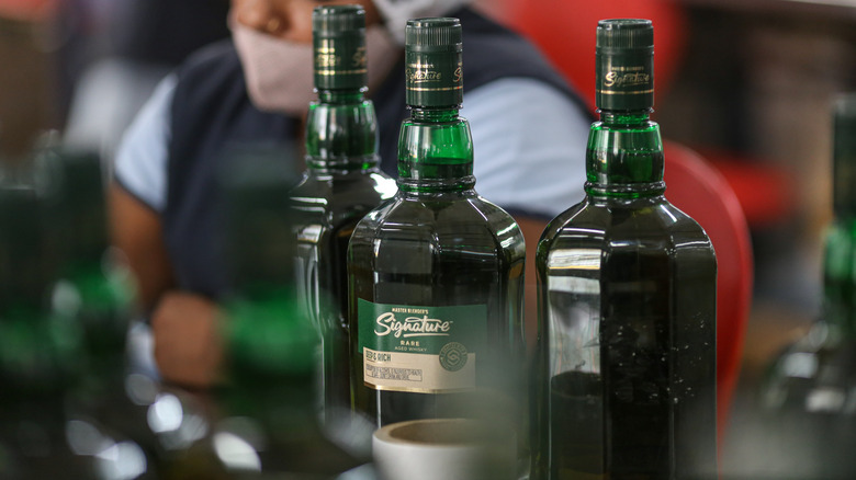 Premium Signature Indian whisky at bottling plant