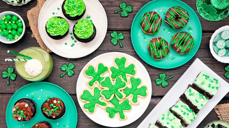 desserts dyed green for St. Patrick's Day